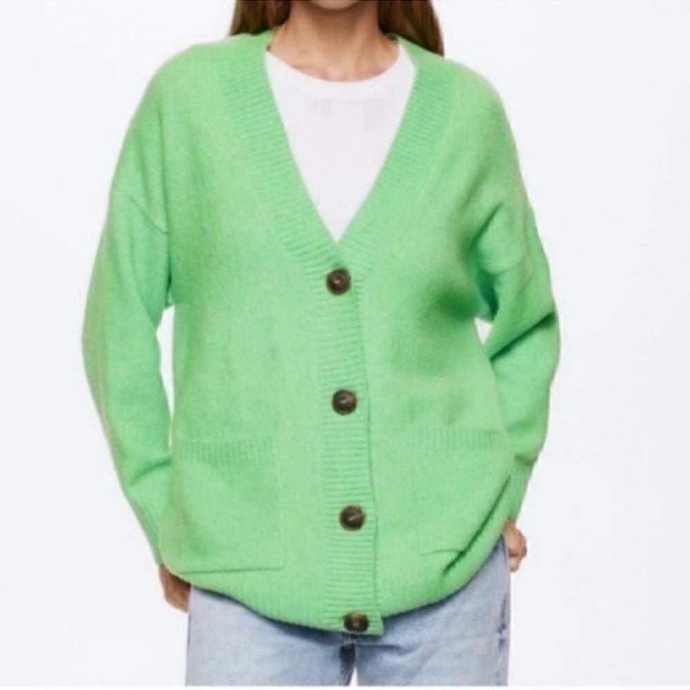 Mango Green Oversized Wool Blend
Cardigan(Size Small)